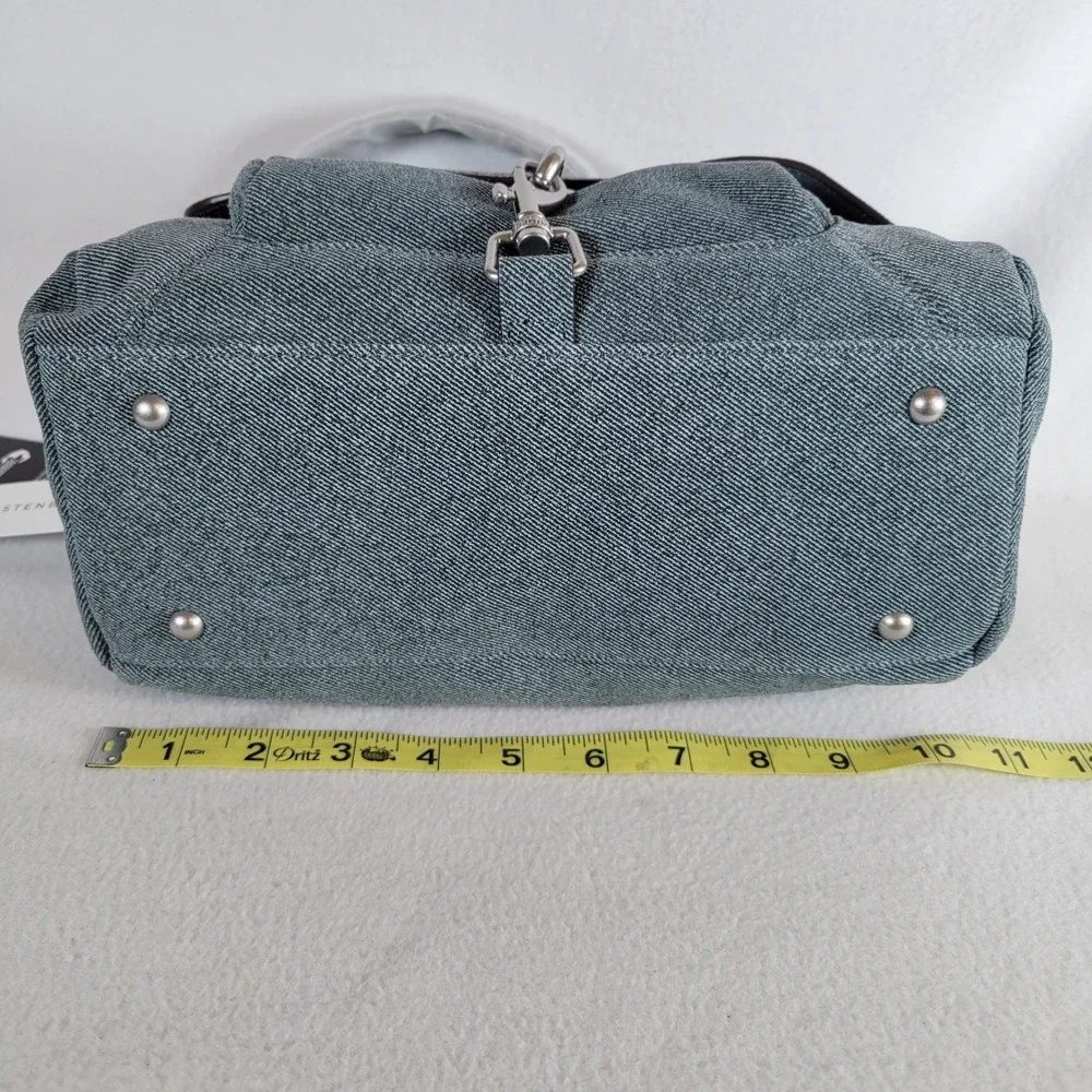Aimee Kestenberg Womens Essex Bright Denim Leather Shoulder Bag Blue Retro 80s